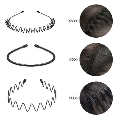 6 PCS Metal Hair Headband Wave Style Hoop Band Comb Sports Hairband Men Women Unbranded Do not apply - фотография #3