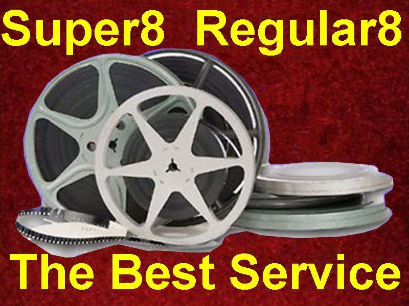 1000 - 1500 ft Super 8 8mm Regular Film MP4 Files DVD Transfer Convert Без бренда
