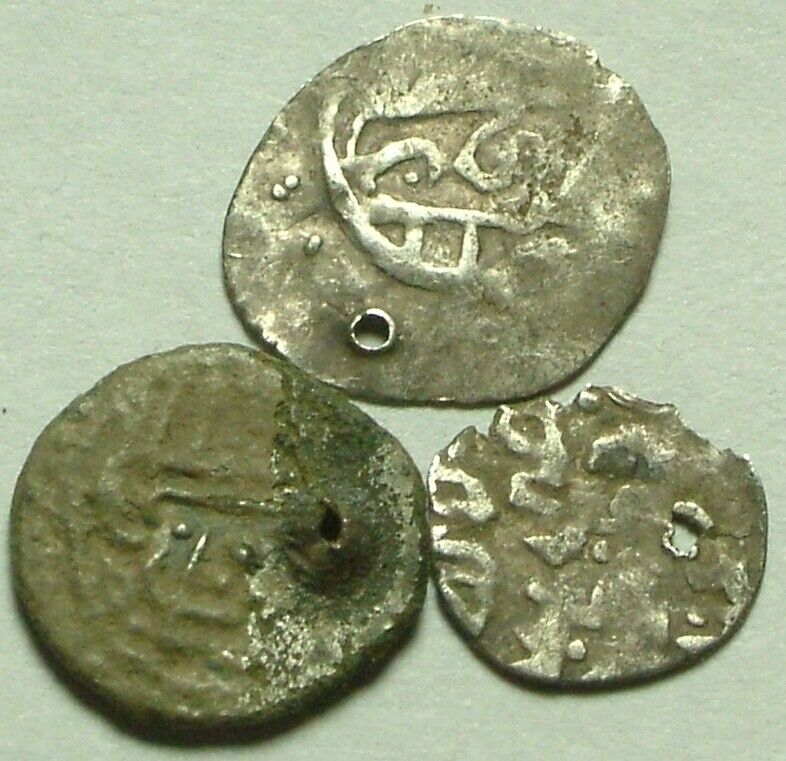 Lot of 3 Rare Original Ottoman Empire Turkey Silver akce pendant Coins AKCHE 15C Без бренда