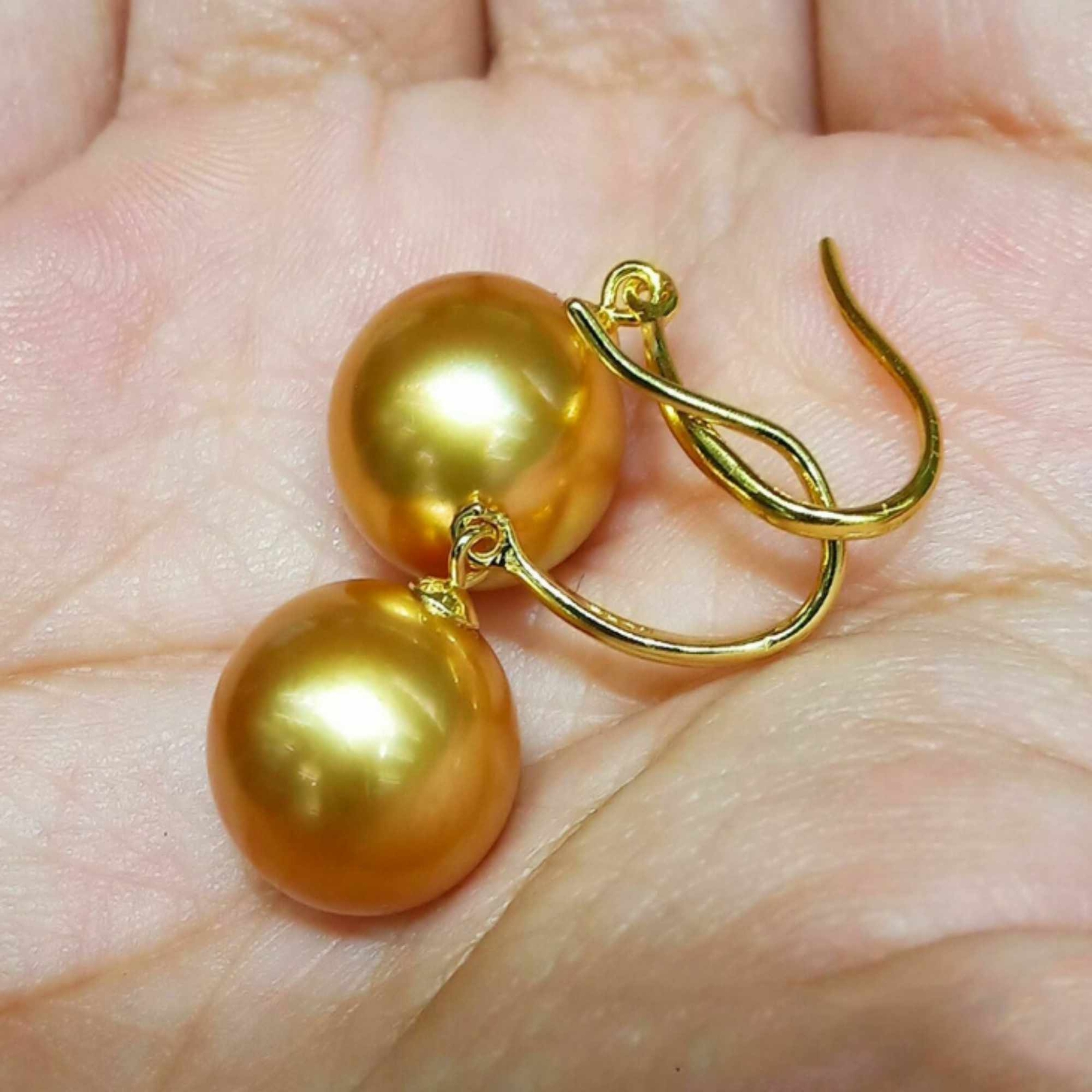 Shell Pearl Earrings yellow Earrings 18k Gold Real Classic Jewelry Cultured Unbranded 3 - фотография #2