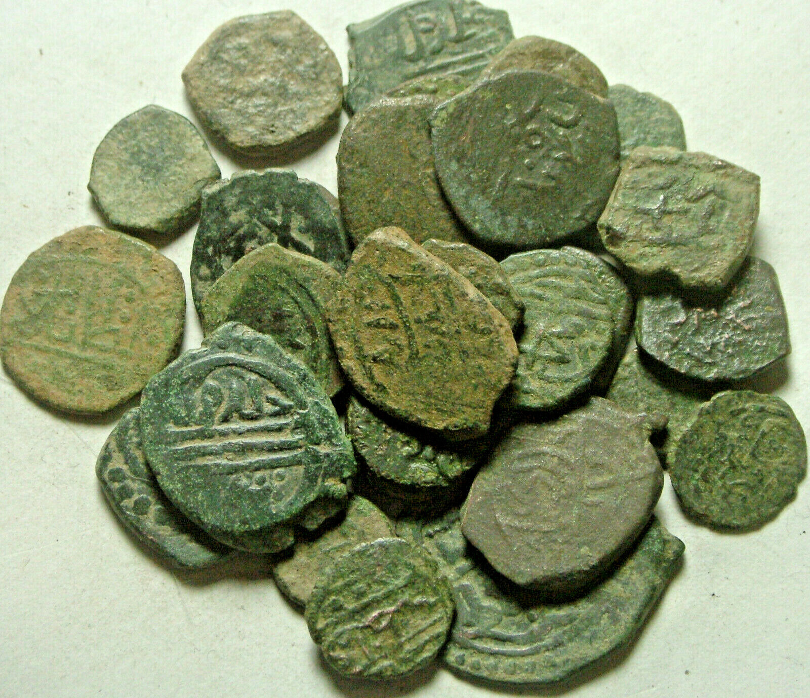 Lot 3 Rare original Islamic copper Bronze Mangir coins/Arabic/Ottoman Empire 15c Без бренда - фотография #7
