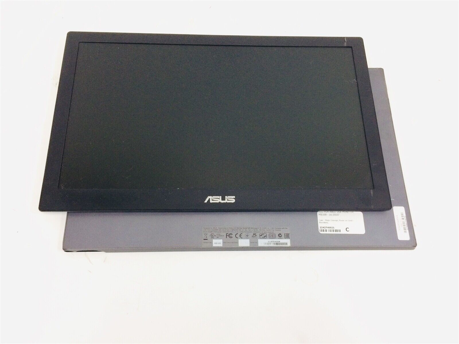 Lot of 2 Asus MB169B 15.6" Portable USB Monitor - See Description ASUS