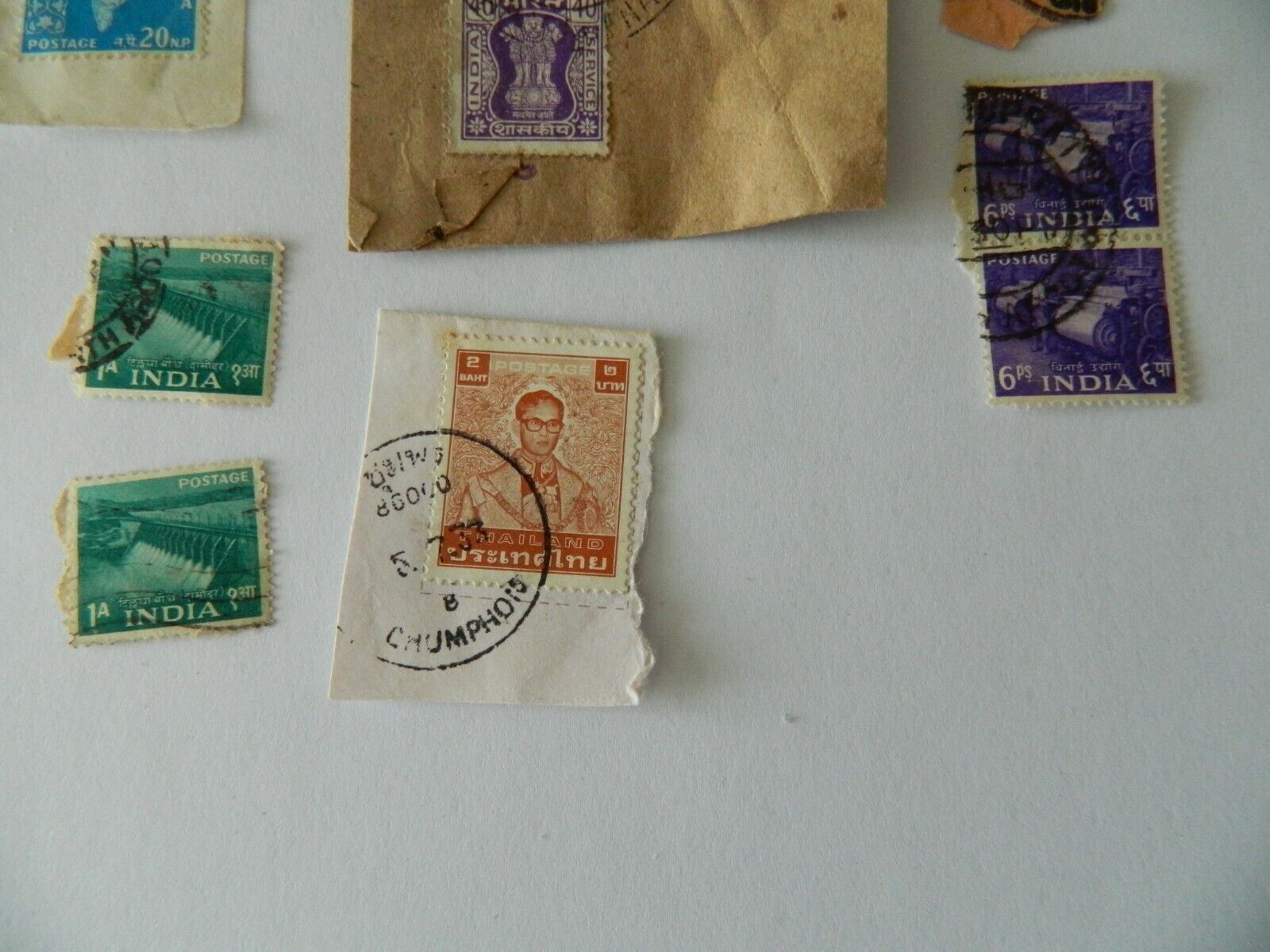 Vintage Stamps India & Thailand  Blue Purple Green Brown 1950-1980 Без бренда - фотография #5