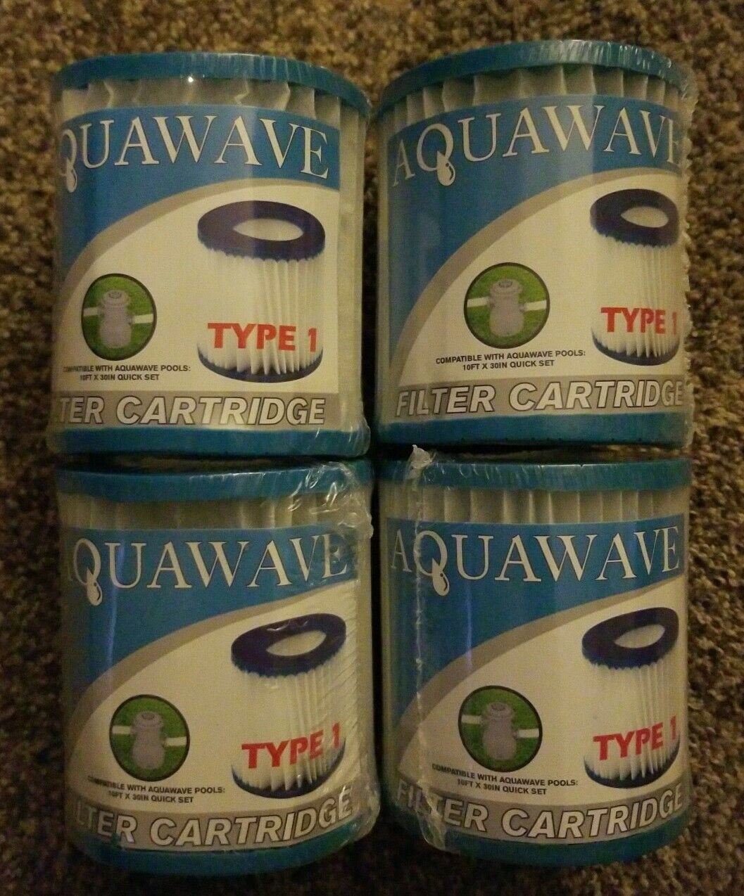 Lot Of 4 Aquawave filter cartridge Type 1 quick set pool 10 ft x 30 in Aquawave Does Not Apply