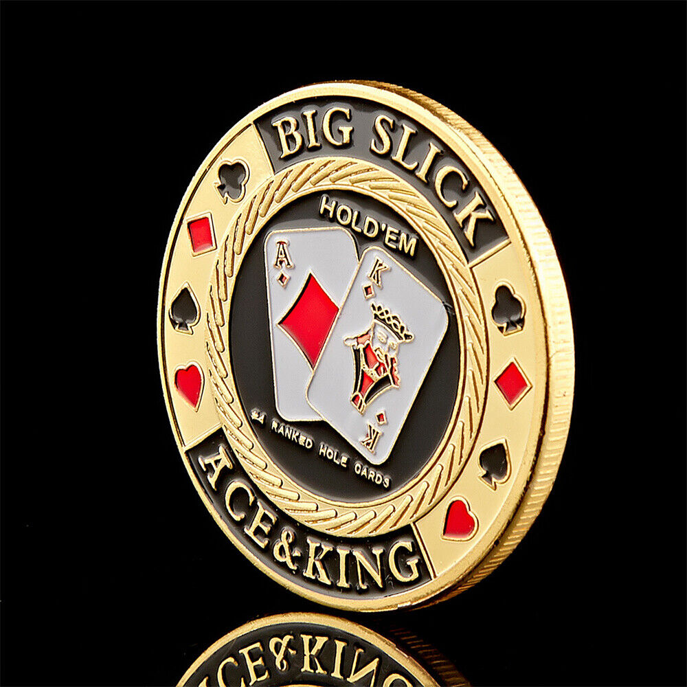 5PCS Casino Poker Chips Guard "Big Slick Ace&King" Souvenir Coin Art Poker  Без бренда - фотография #5
