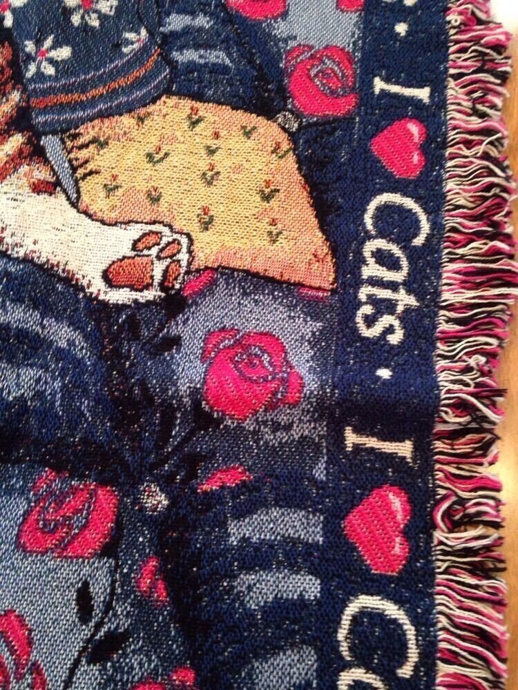 I Love Cats Striped Tabby Catnap Gary Patterson Danbury Mint Throw Blanket NOS Unbranded - фотография #5