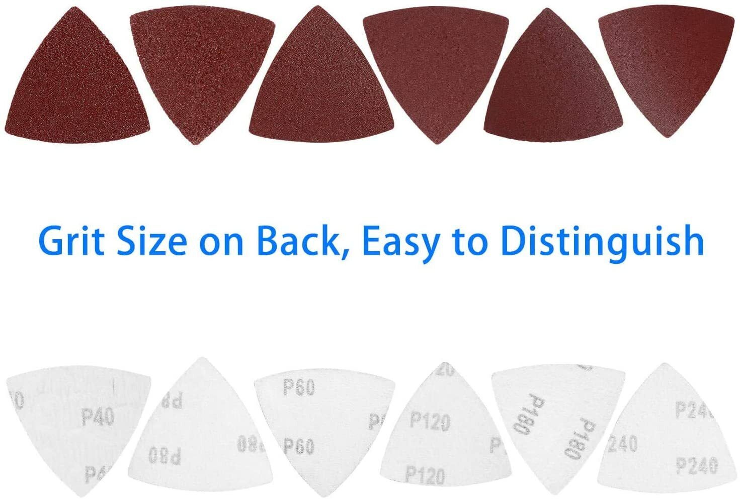 100PCS Triangle Sanding Pads for Oscillating Multi-Tool Hook Loop Sandpaper Disc Satc Does Not Apply - фотография #4