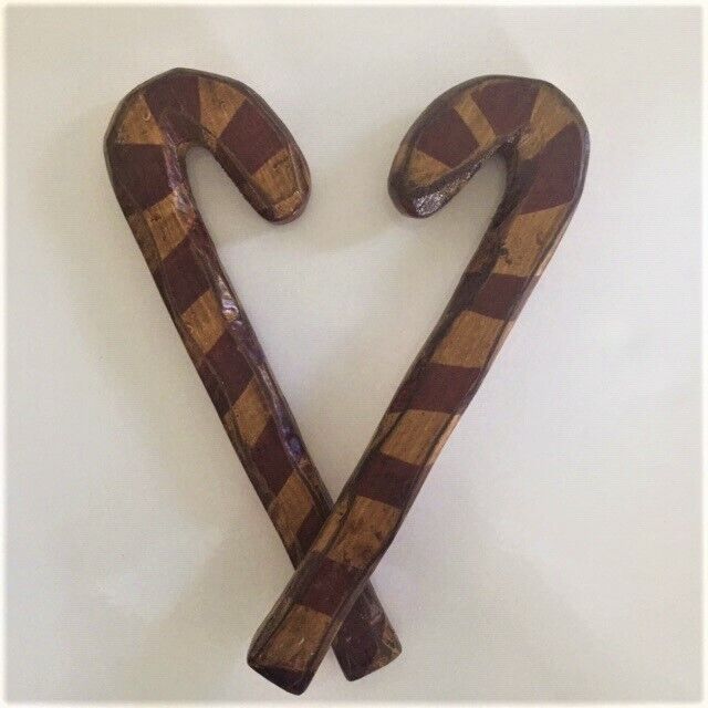 Giant Wooden Candy Canes (set of 2) from Primitives by Kathy $9.95 Primitives by Kathy