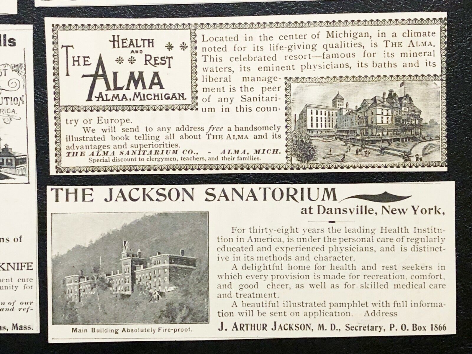 1890s SANITARIUM BUILDINGS Vtg Print Ad Lot~Glen Springs,The Alma,Hygeia,Keeley+ Без бренда - фотография #5