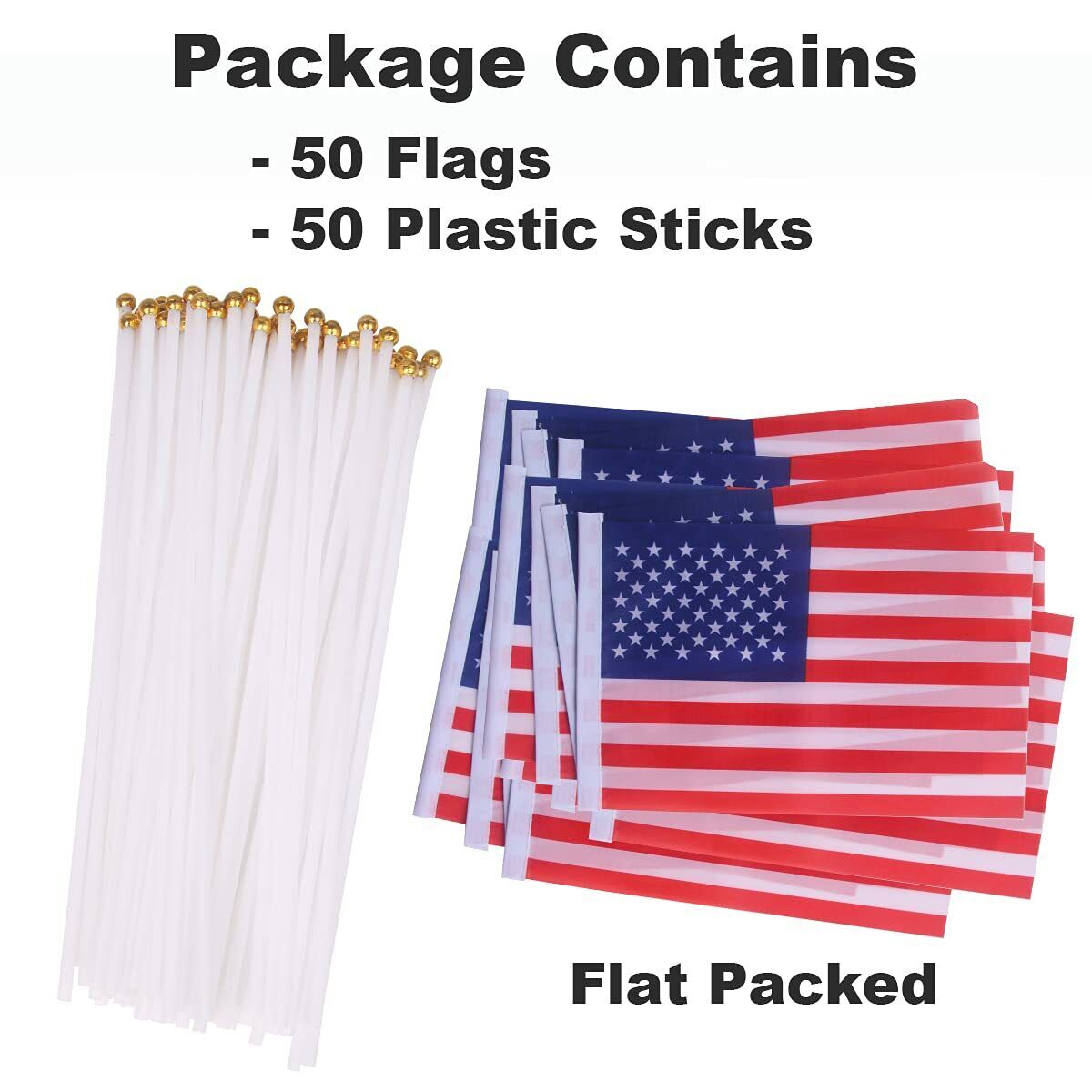 Small US Flags Mini American Flag on Stick 5" x 8" In 50Pcs Small American Flags Unbranded Does not apply - фотография #10