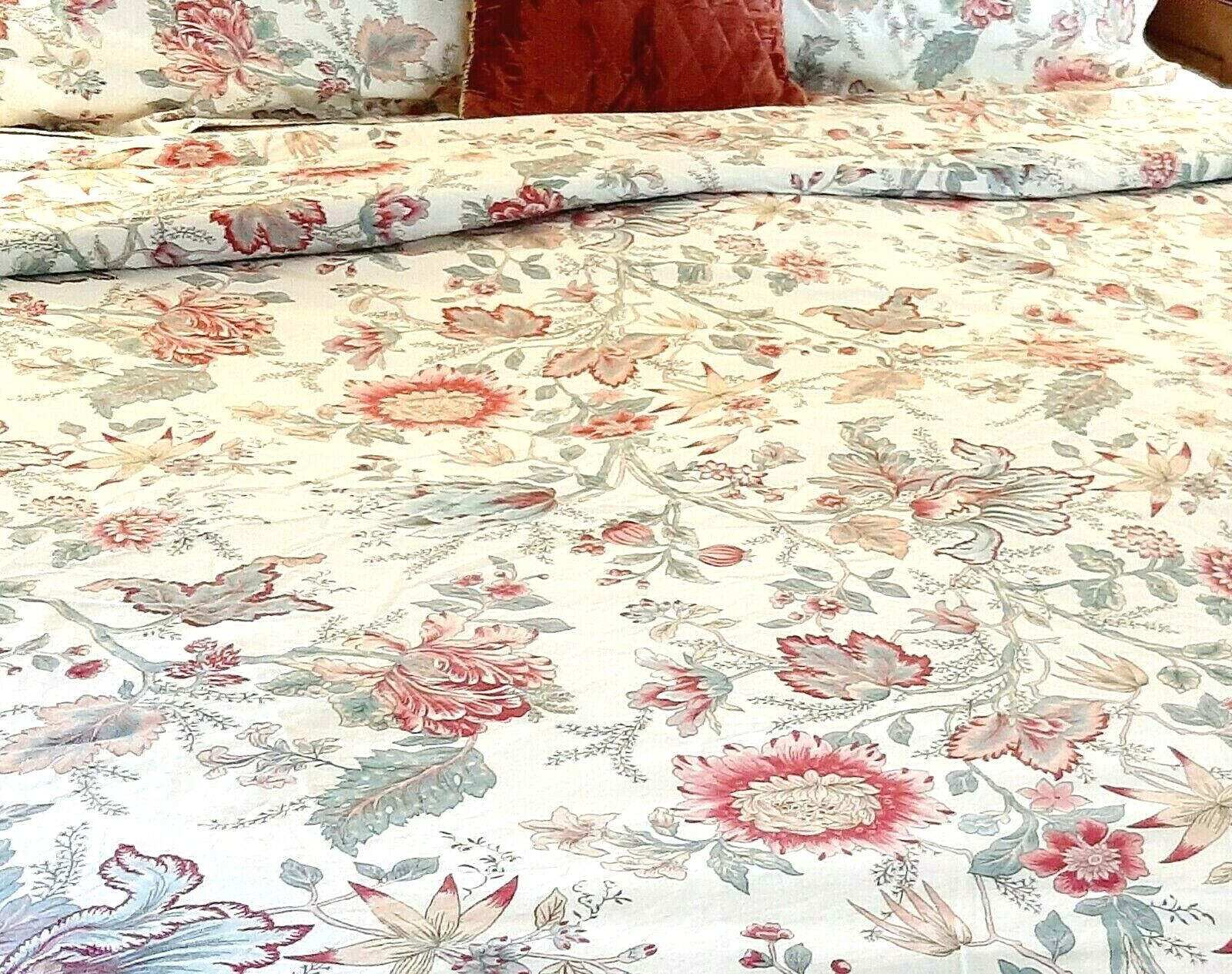 Pottery Barn Duvet Cover Floral Cotton Red Green Pink - Queen 100% Cotton  Pottery Barn 01111
