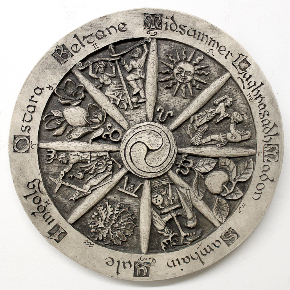 Large Wheel of the Year Plaque - Stone Finish - Wicca Pagan Sabbats Wall Decor Без бренда - фотография #2