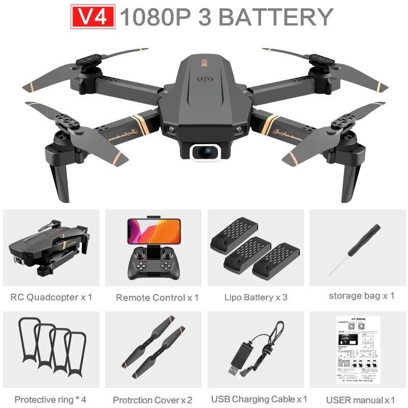 V4 Rc Drone 4k HD Wide Angle Camera 1080P Wifi Drone Fpv Dual Camera Quadcopter  Unbranded V4 - фотография #11