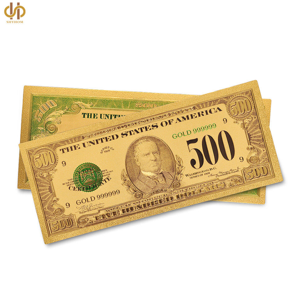 100PCS/lot 1918 US $500 Dollar Gold Banknote Colored Novelty Money Gifts Без бренда