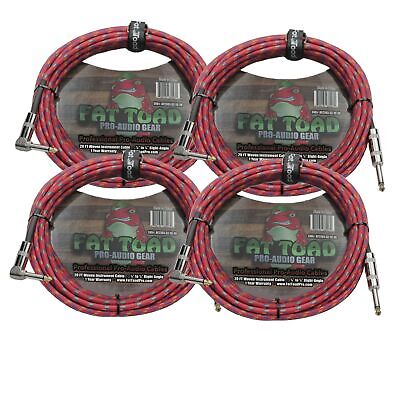 Guitar Cable Right Angle 20FT Tweed Cloth Woven Braided Cord 1/4 Instrument Wire Fat Toad U-AP2303-32-TC-20 (4)