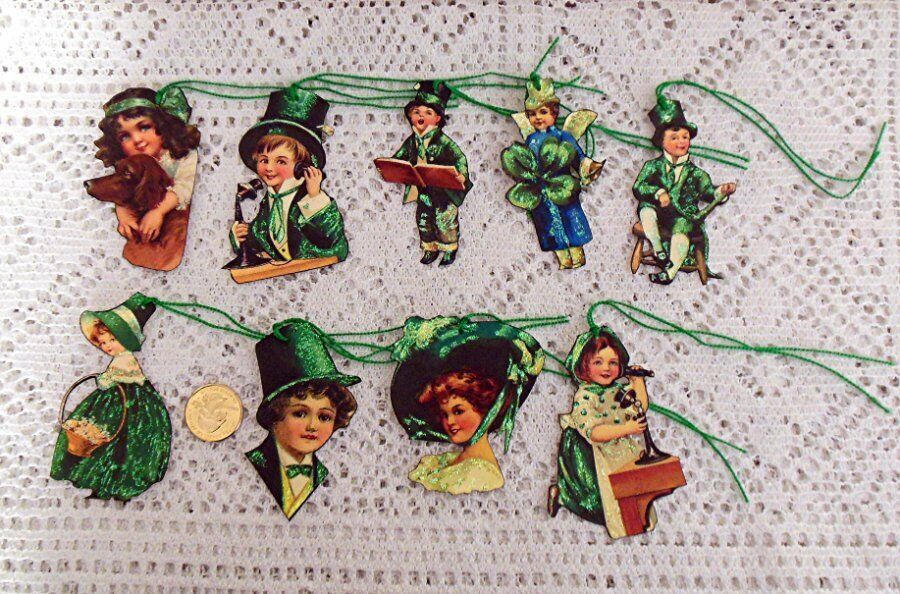 9~St Patrick's Day~Vintage~Fussy Cut~Linen Cardstock~Gift~Hang~Tags Без бренда