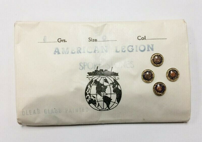 144PCS VINTAGE AMERICAN LEGION GLASS 9mm. ROUND CABOCHON CAMEOS - FULL PACK B334 American Legion