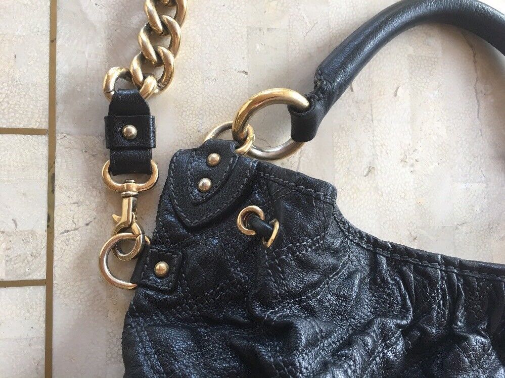 MARC JACOBS BLK LEATHER QUILTED STAM HOBO BAG WITH Y/G FINISH SHOULDER CHAIN Marc Jacobs MARC JACOBS - фотография #6