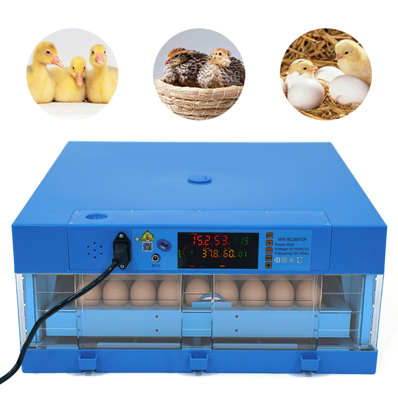 64 Eggs Digital Incubator with Fully Automatic Egg Turning Humidity Chicken Duck TBvechi Does not apply
