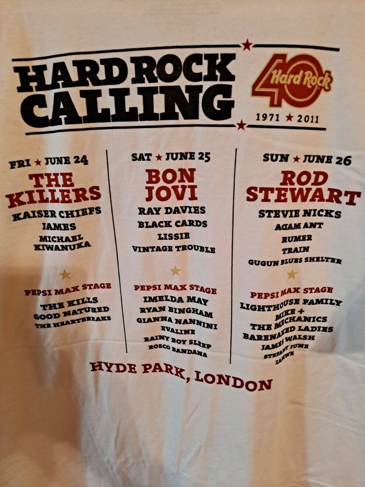 Hard Rock Calling Hyde Park,London Concert T-Shirt Hard Rock - фотография #5
