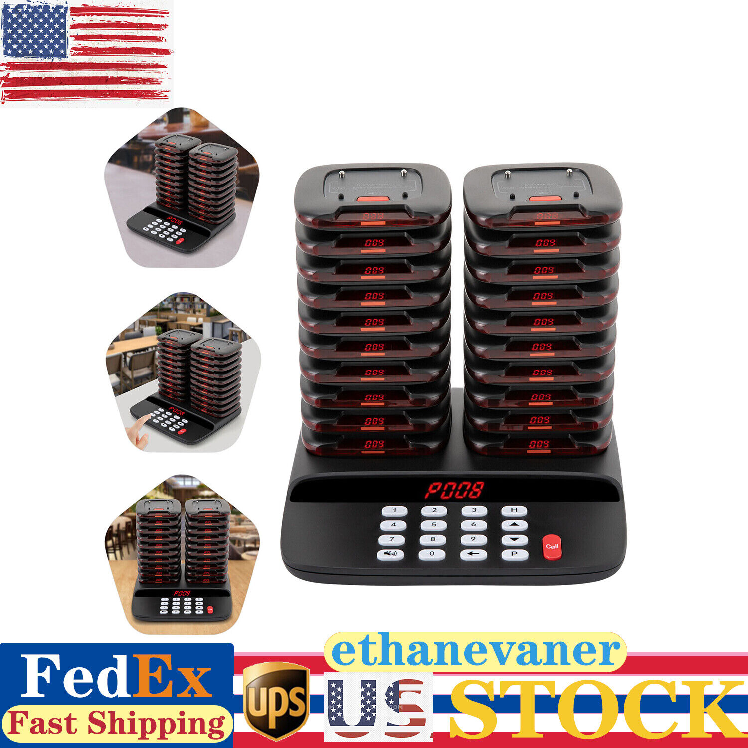 20 Restaurant Pagers Wireless Guest Paging System Queuing Calling Beepers US Unbranded