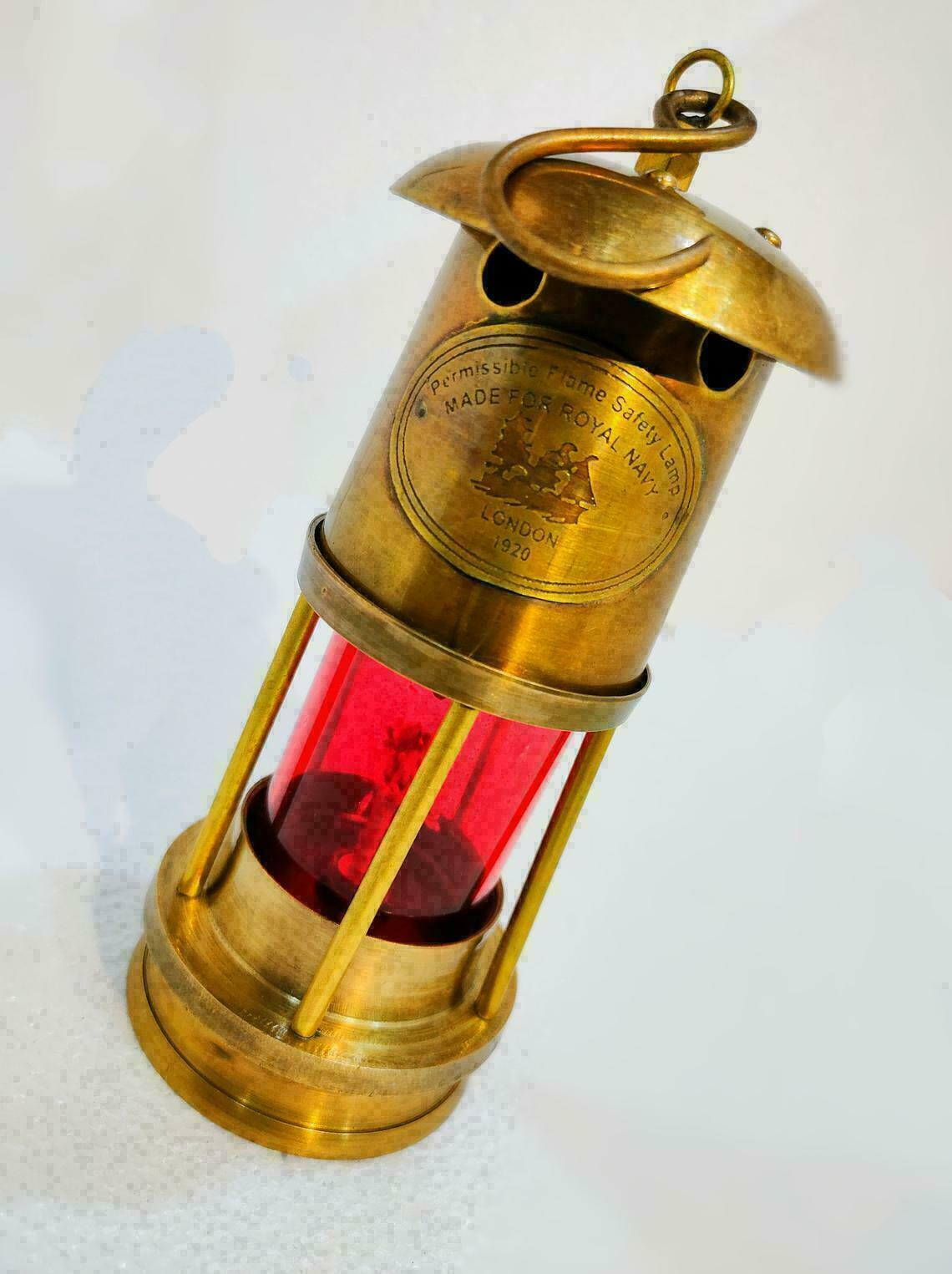 Set Of 2 Antique Brass Minor Lamp Vintage Nautical Ship Boat Light Lantern Décor Без бренда - фотография #7