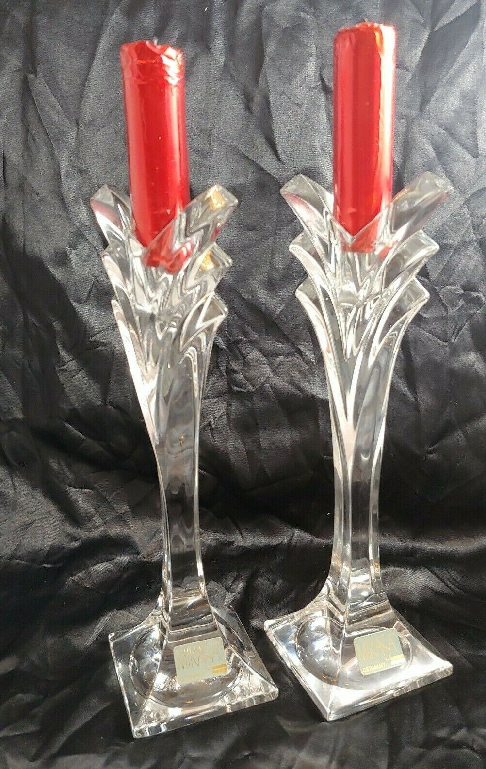 Vintage (Set of 2) MIKASA ® Germany Art Deco Style Crystal Candle Stick Holders Mikasa