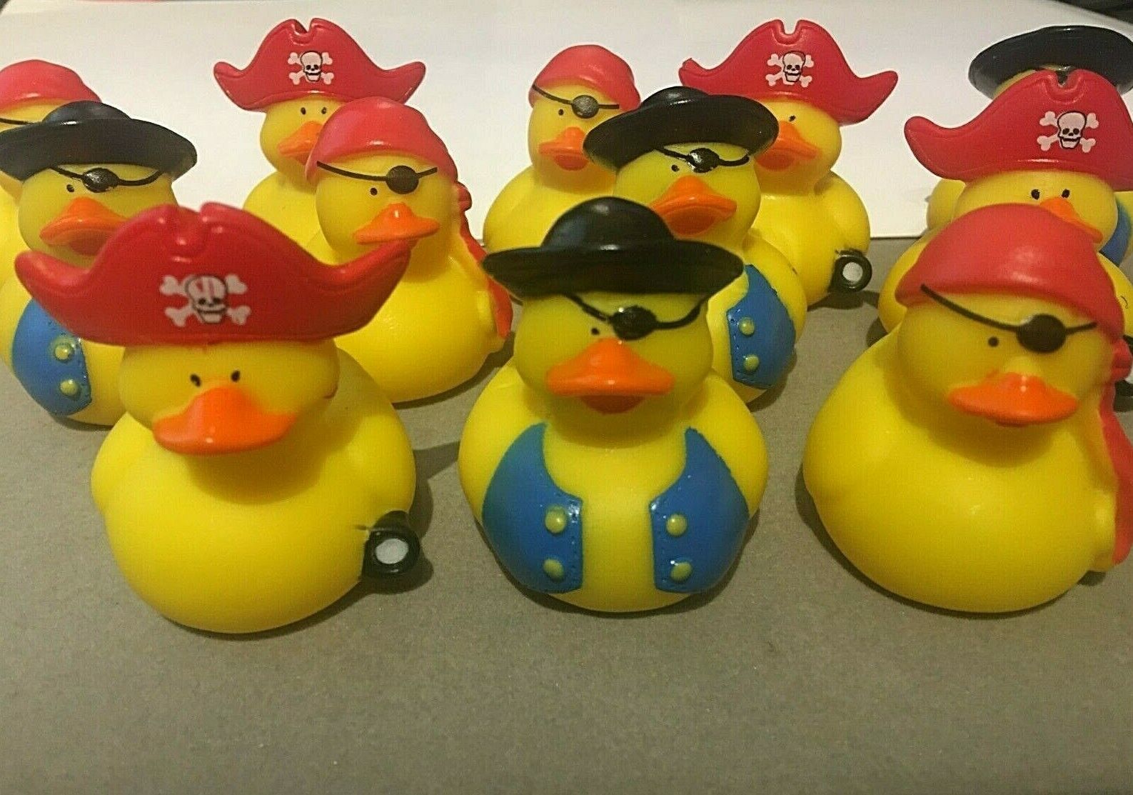 New 12 Lot RUBBER DUCKIES Pirate Ahoy Assorted Ducks Party Celebration 2" x 2" OTC 16/733