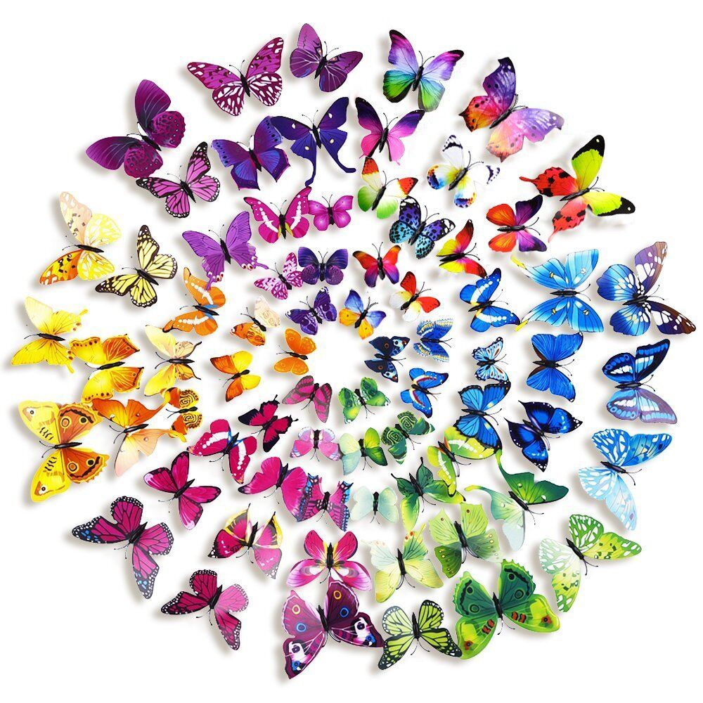72 Pcs 3D Wall Decal Butterfly Wall Sticker Decals for Room Home Nursery Decor Unbranded Does Not Apply