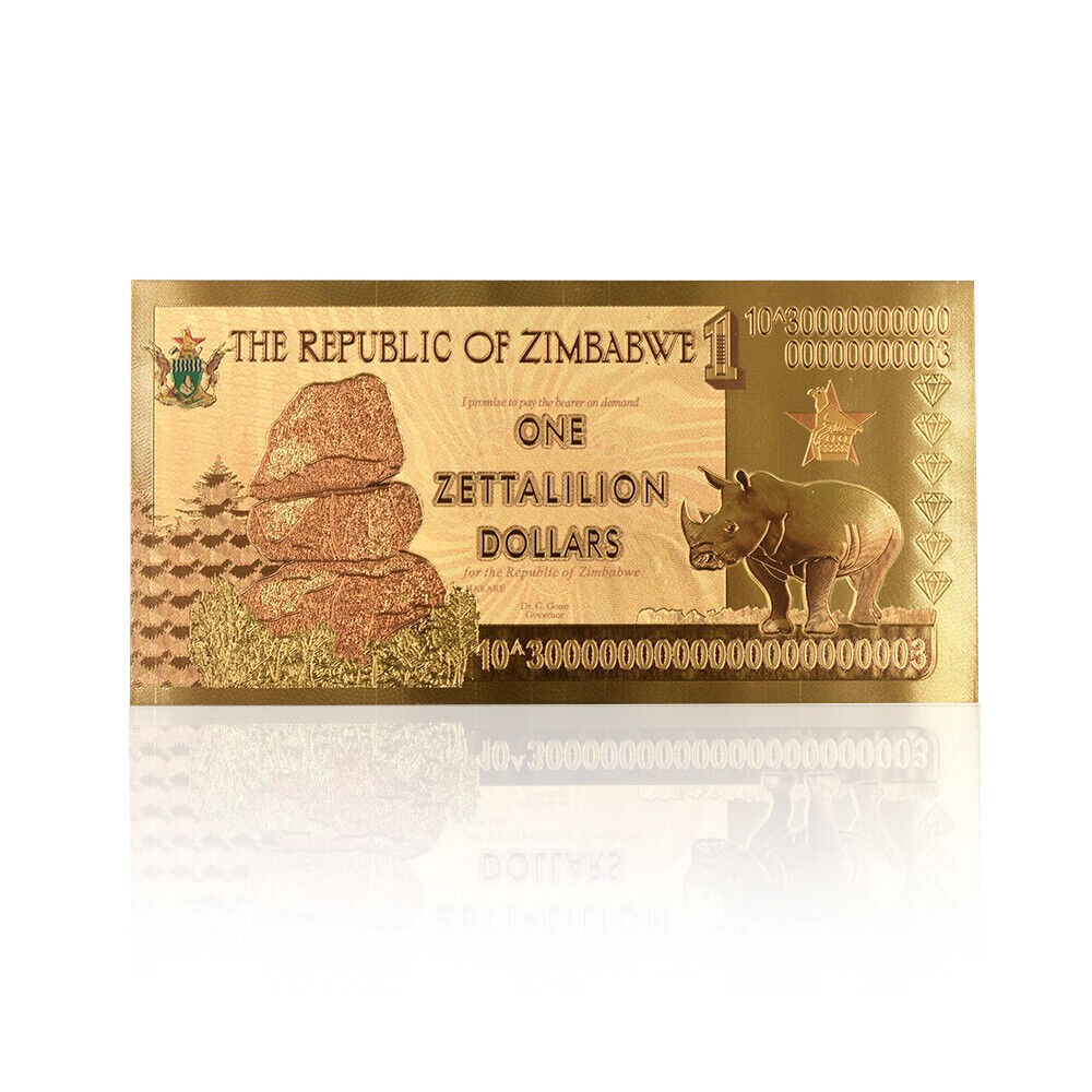 10per Zimbabwe One Zettalilion Dollars Gold Foil Paper Money Crafts Collection Без бренда - фотография #3
