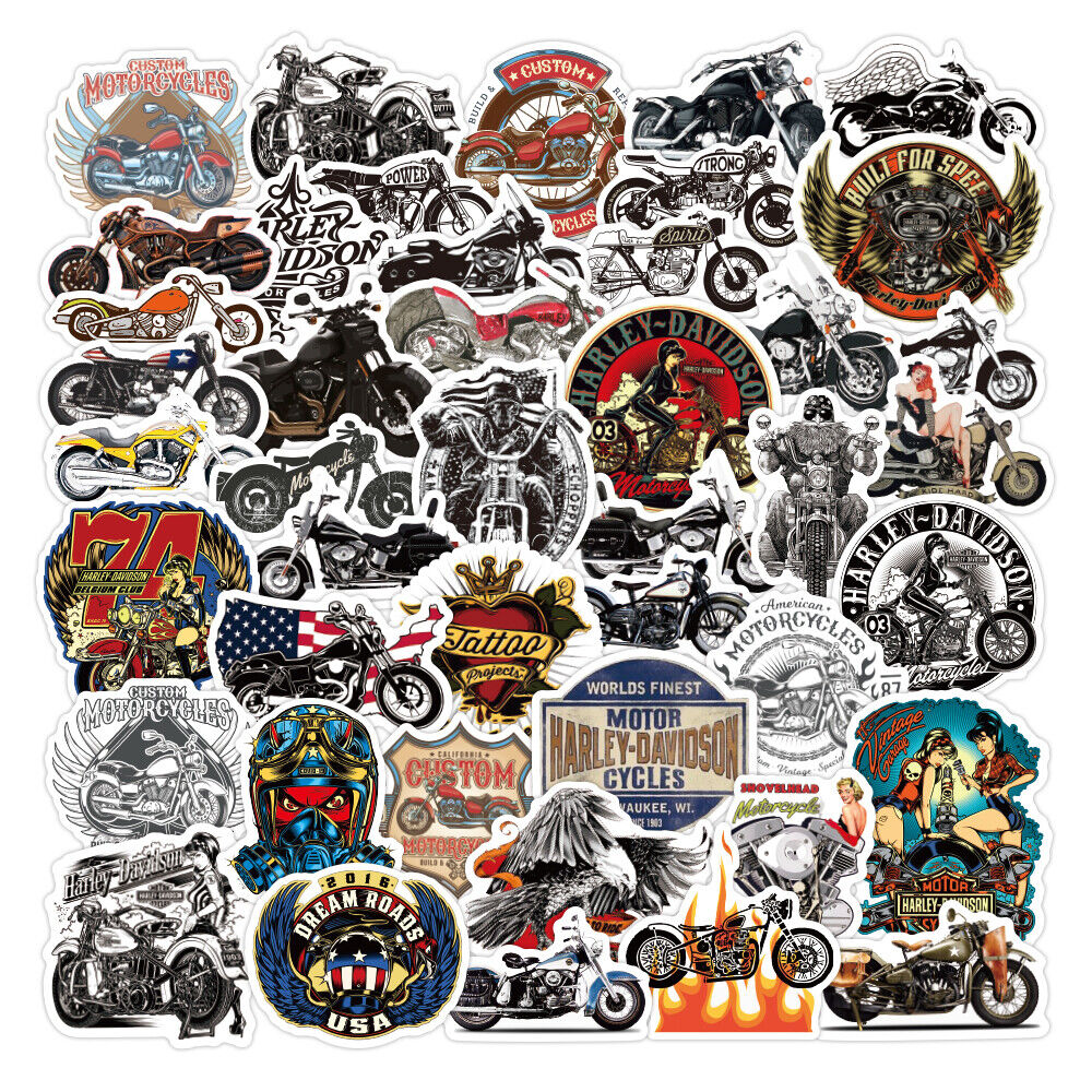 104pcs Harley Davidson Sticker Pack Decals Logo Vintage Helmet Skull Motorcycle  UK Stickers