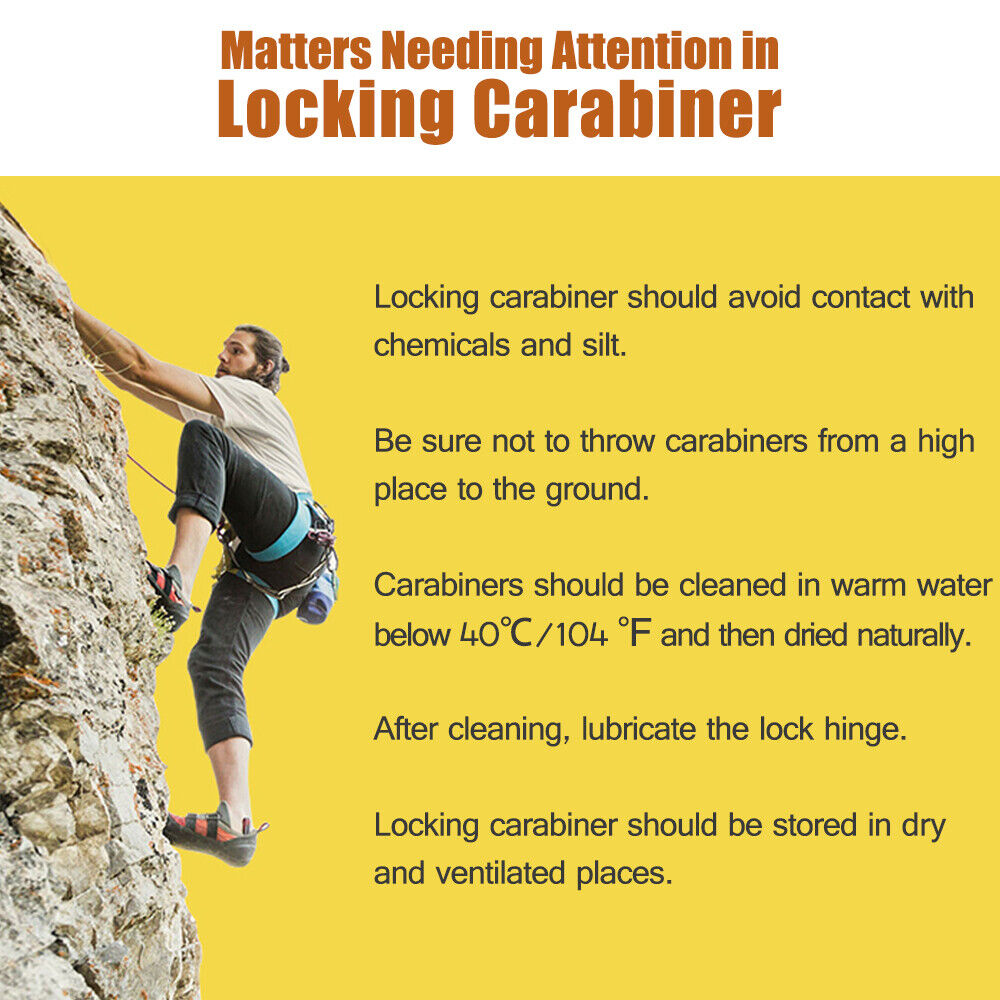 30KN Aluminum D-Shape Carabiner Screw Locking Hook Rock Climbing Caving Rescue AYAMAYA Does Not Apply - фотография #10