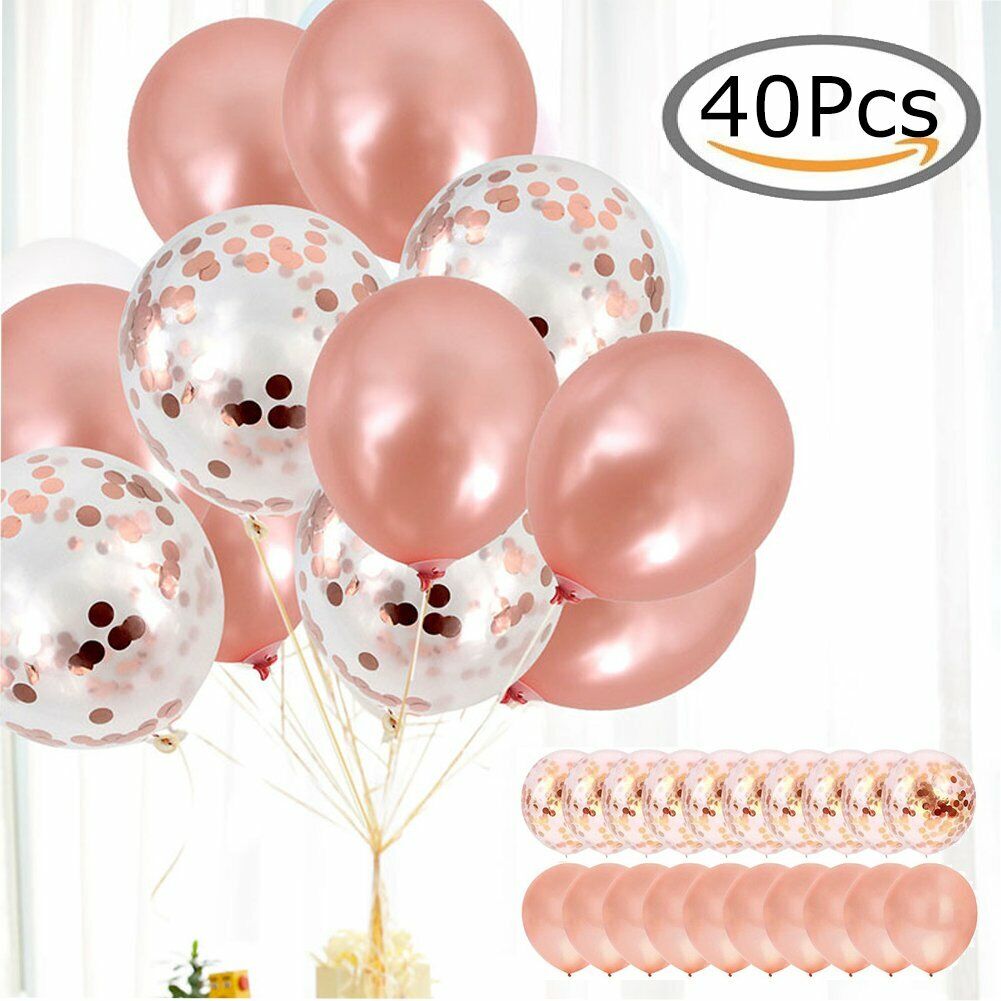 40x Latex Confetti Balloons Rose Gold 12" Wedding Birthday Party Christmas Decor Unbranded Does Not Apply