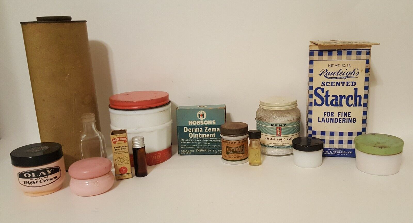 Lot of Vintage Jars and Boxes 1940-1950's Olay Night Cream, Avon, New Skin, etc Avon