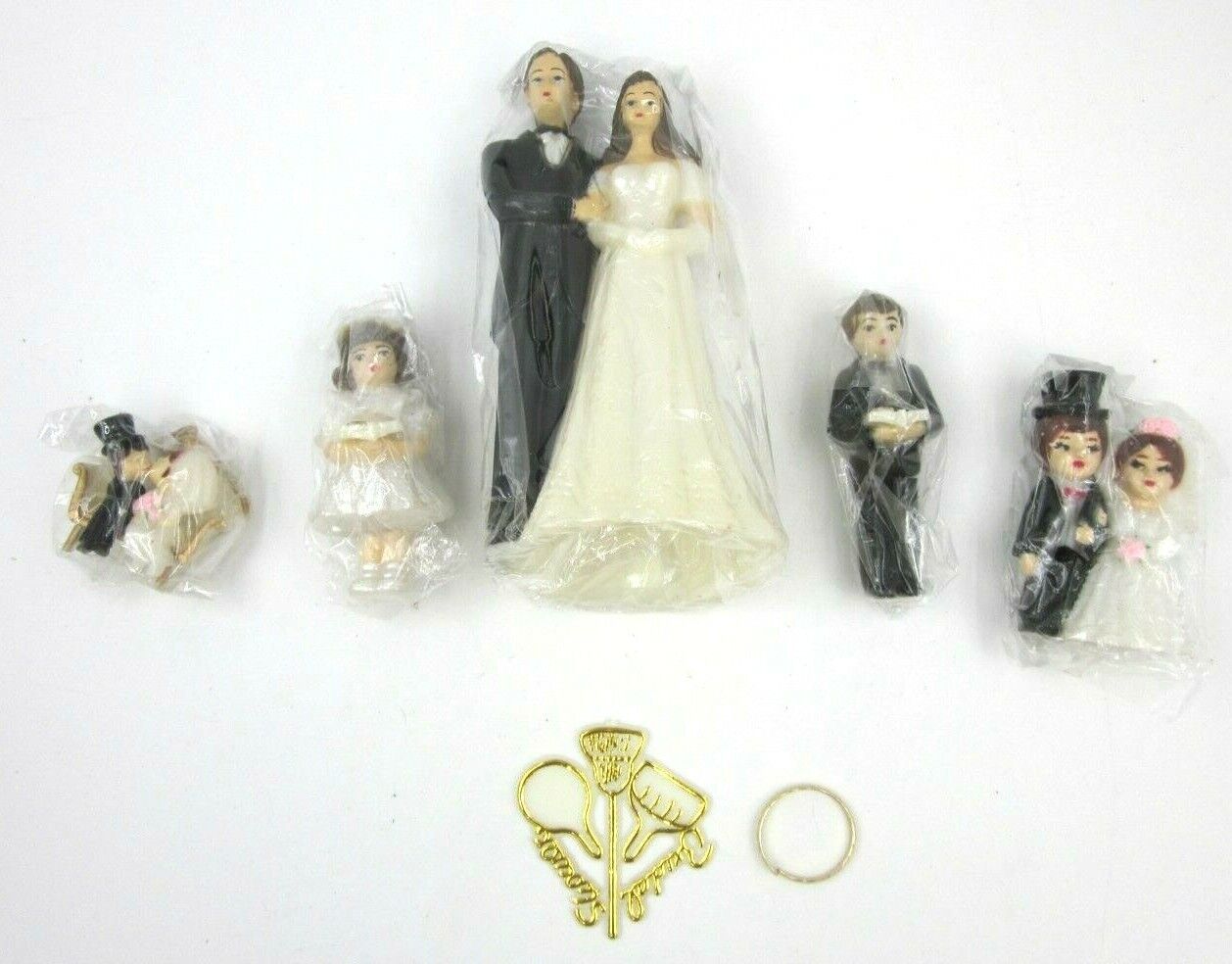 Vintage Bride and Groom Cake Topper set for Wedding cakes 7 items per pack Unbranded