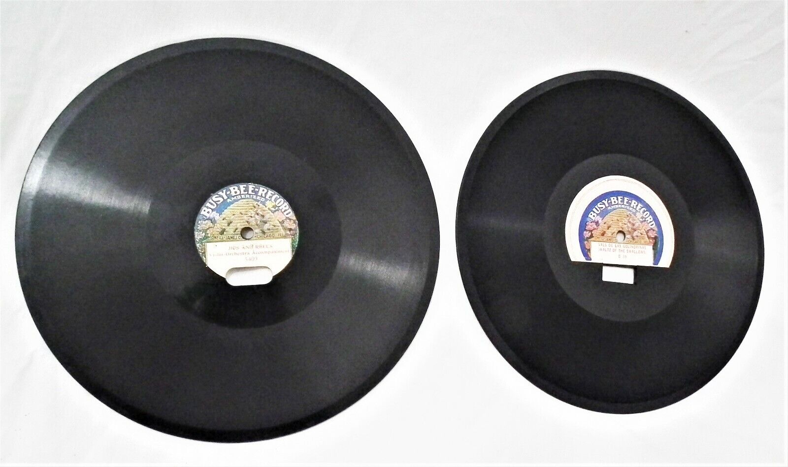 2 RARE VINTAGE EARLY 10"  BUSY BEE PHONOGRAPH GRAMOPHONE VICTROLA 78 RPM RECORD BUSY BEE
