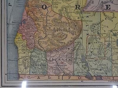 Lot 2 Antique Maps Oregon Gaskell's Atlas of the World 1893 ca 1900 Color Без бренда - фотография #10