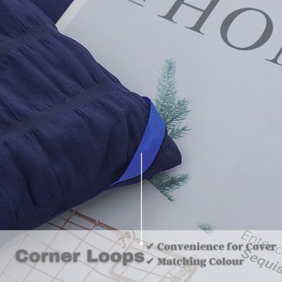 HAOWANER 3 Pieces Seersucker King Comforter Set with Pillows, Navy King Comfo... HAOWANER Haowaner Navy King - фотография #7