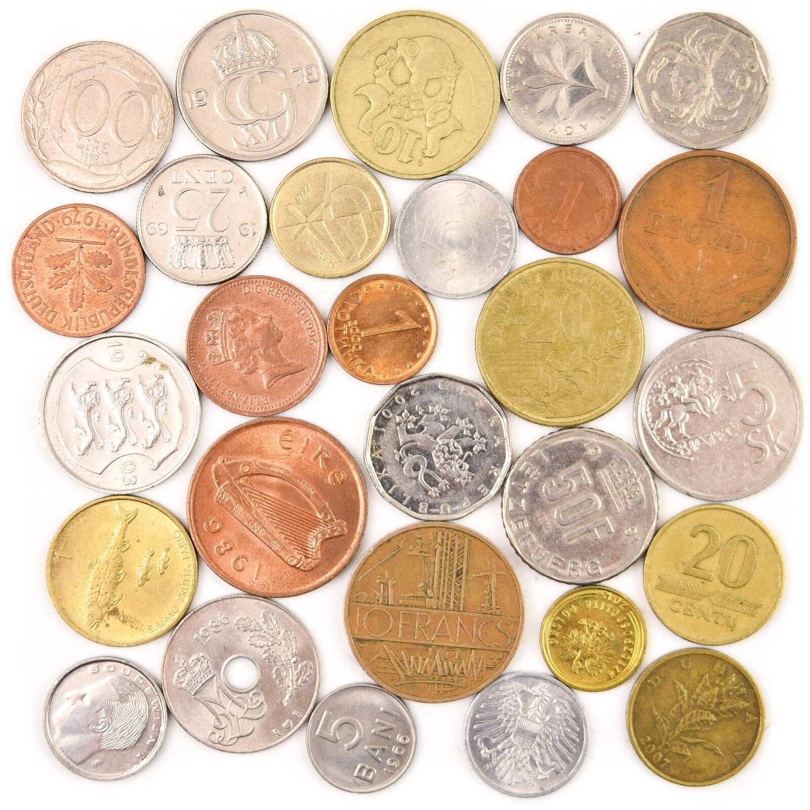 LOT OF 28 DIFFERENT COINS FROM EACH EUROPEAN UNION COUNTRY (PRE-EURO COLLECTION) Без бренда - фотография #8
