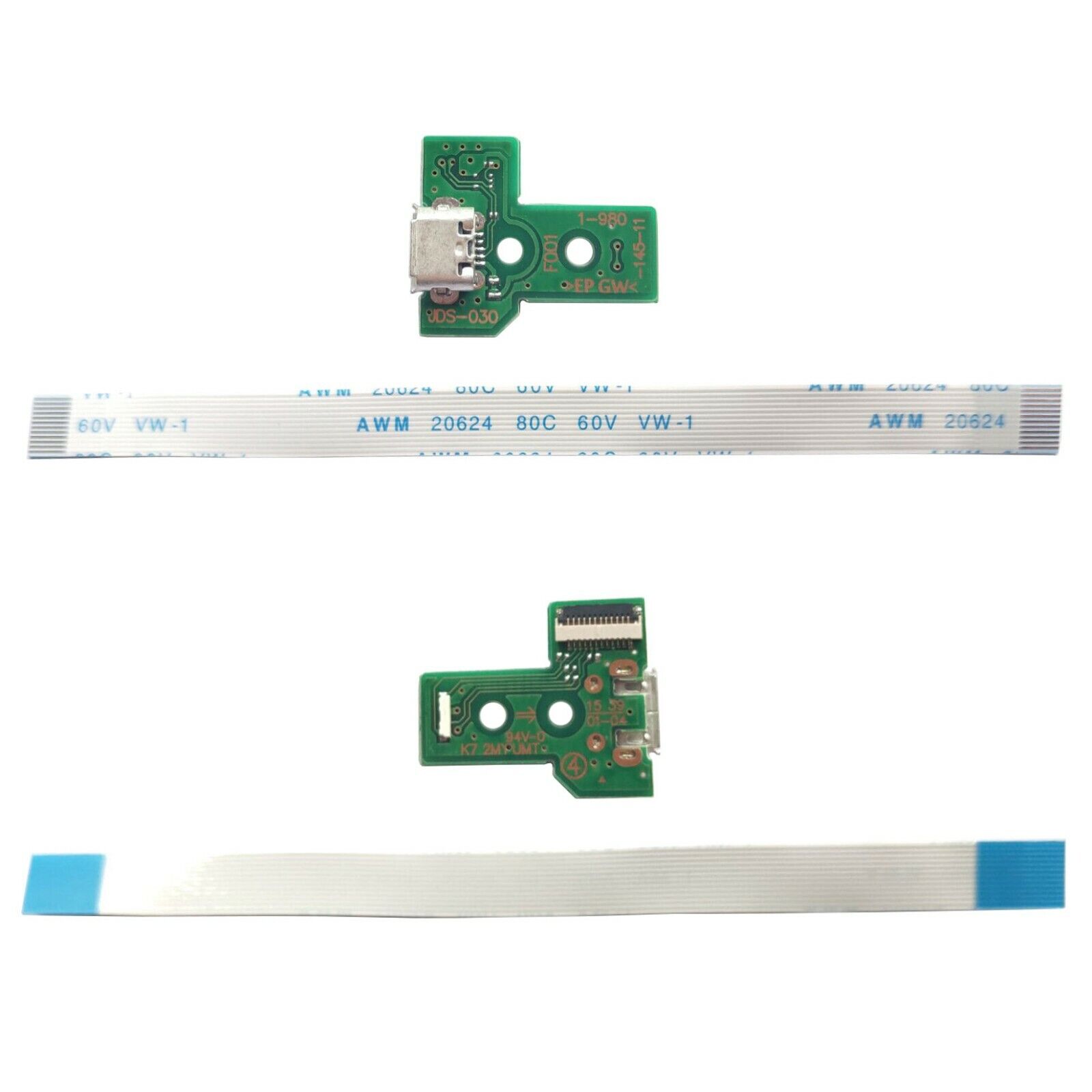 2x USB Charging Port Board Controller JDS-030 and 12 Pin Cable for Sony PS4 A227 Unbranded/Generic JDS-030