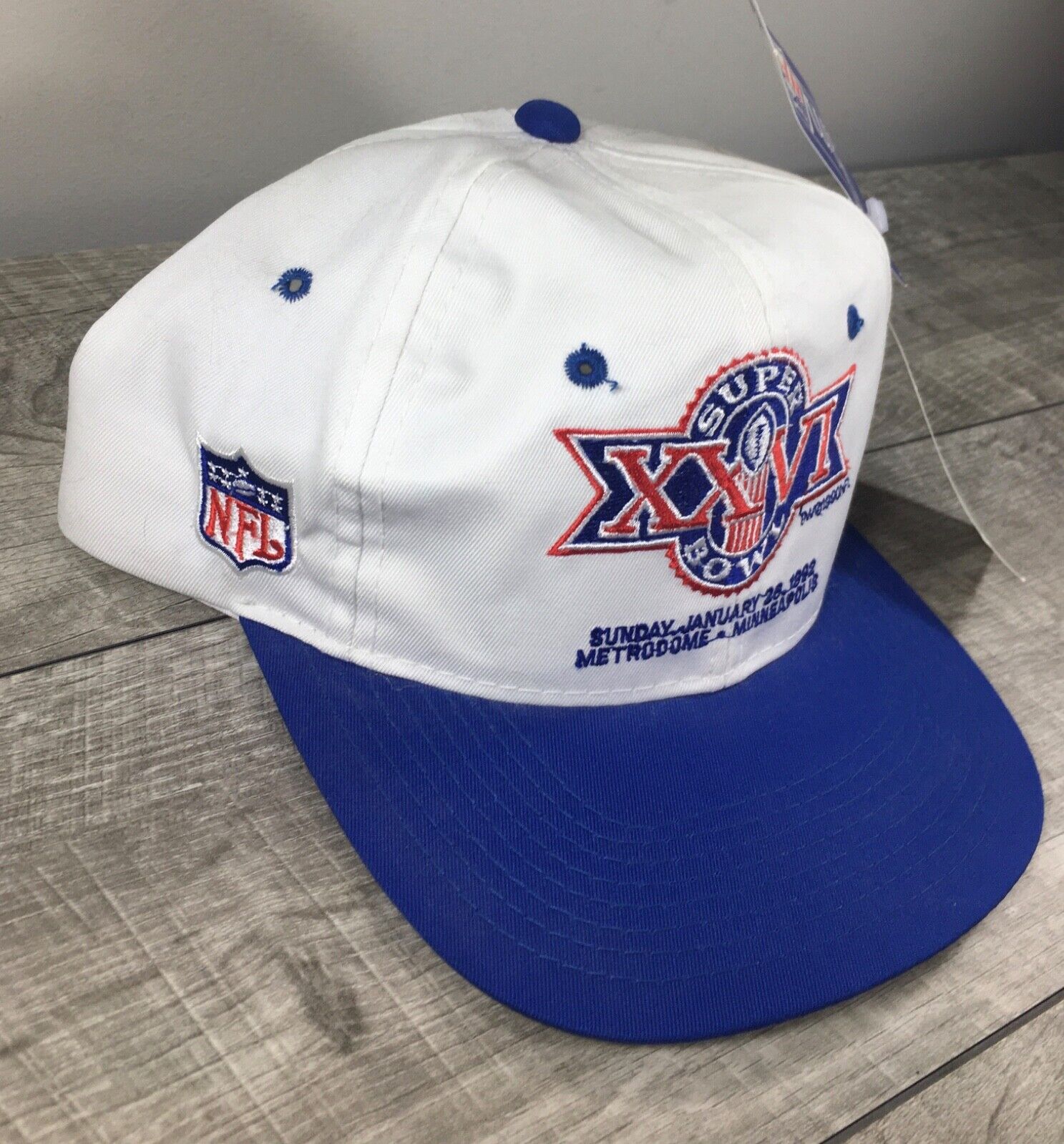 Vintage Sports Specialties Twill NOS Super Bowl XXVI Blue Snapback Hat Cap 90s Sports Specialties - фотография #3