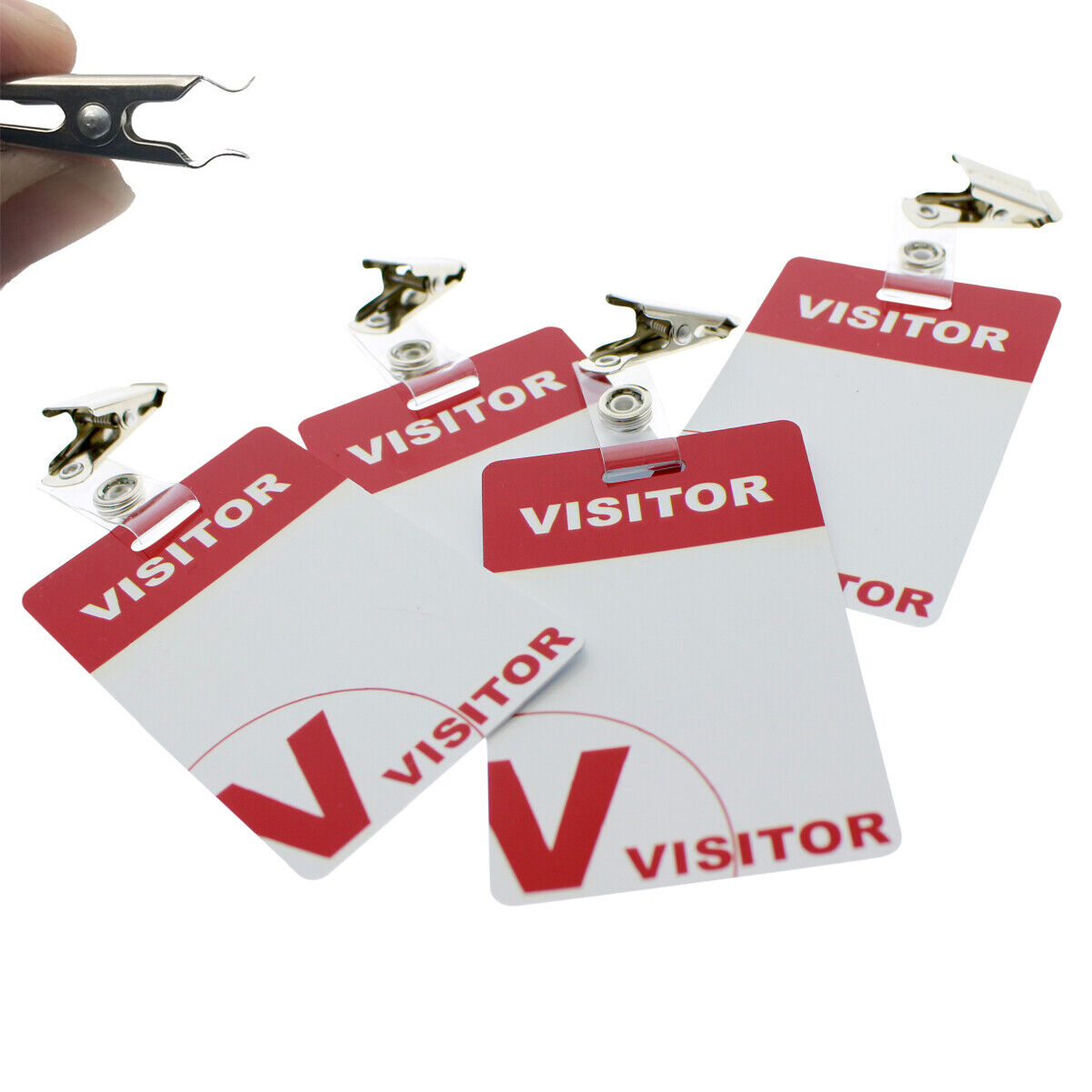 25 Pack - Heavy Duty Visitor Pass Badges with ID Clips - Reusable & Re-Writable Specialist ID SPID-9860