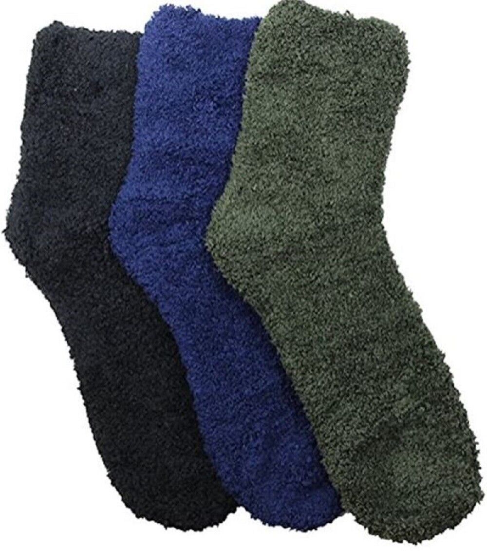 6 Pairs Fuzzy Warm Soft Hospital Crew Plain Cozy Socks Slipper 301PL3 Size 9-11 Unbranded - фотография #3