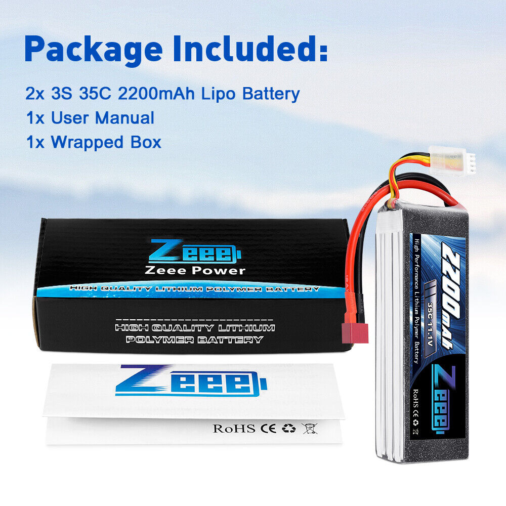 2x Zeee 3S Lipo Battery 2200mAh 35C 11.1V Deans for RC Helicopter Airplane Car ZEEE Does Not Apply - фотография #6