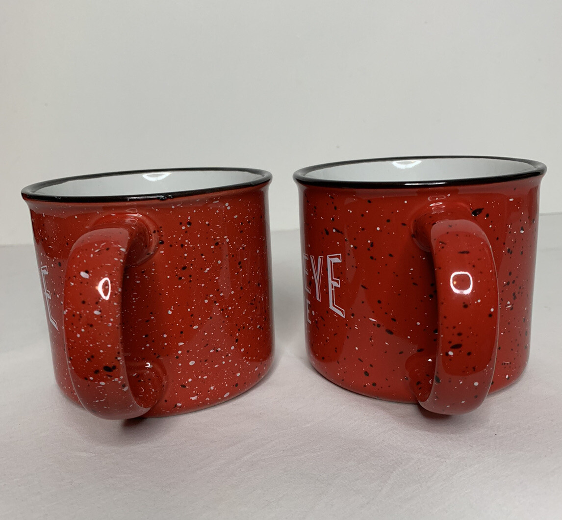 Red Eye Rye Whiskey Coffee Mugs Set of 2 Ceramic Cups Splatter Red Lodge Gifts Unbranded - фотография #3