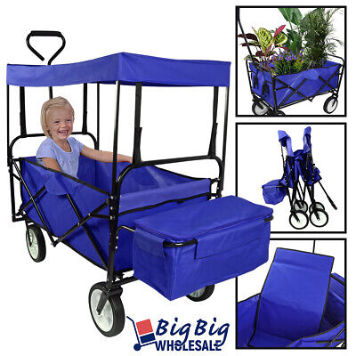 Folding Beach Wagon Garden Cart Sport Storage Utility 4 Buggy Wheel Canopy Kids GENIQUA YM-4438924