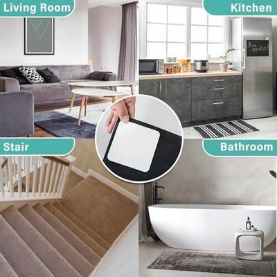 (Pack) Rug Gripper for Hardwood Floors No Damage, Carpet Tape for Area Rugs 4 Does not apply Does Not Apply - фотография #4