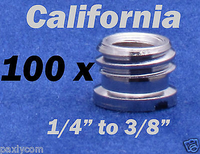 Lot of 100 x 1/4" to 3/8" Tripod Monopod Threaded Convert Screw Adapter Bushing Paxly Does Not Apply