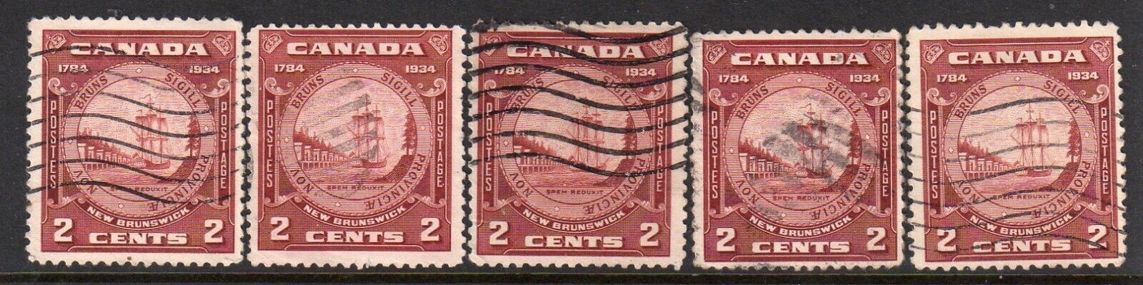 CANADA = 1934 New Brunswick 150th Anniv. 2c Brown. SG334. 11 stamps to clear. Без бренда - фотография #2