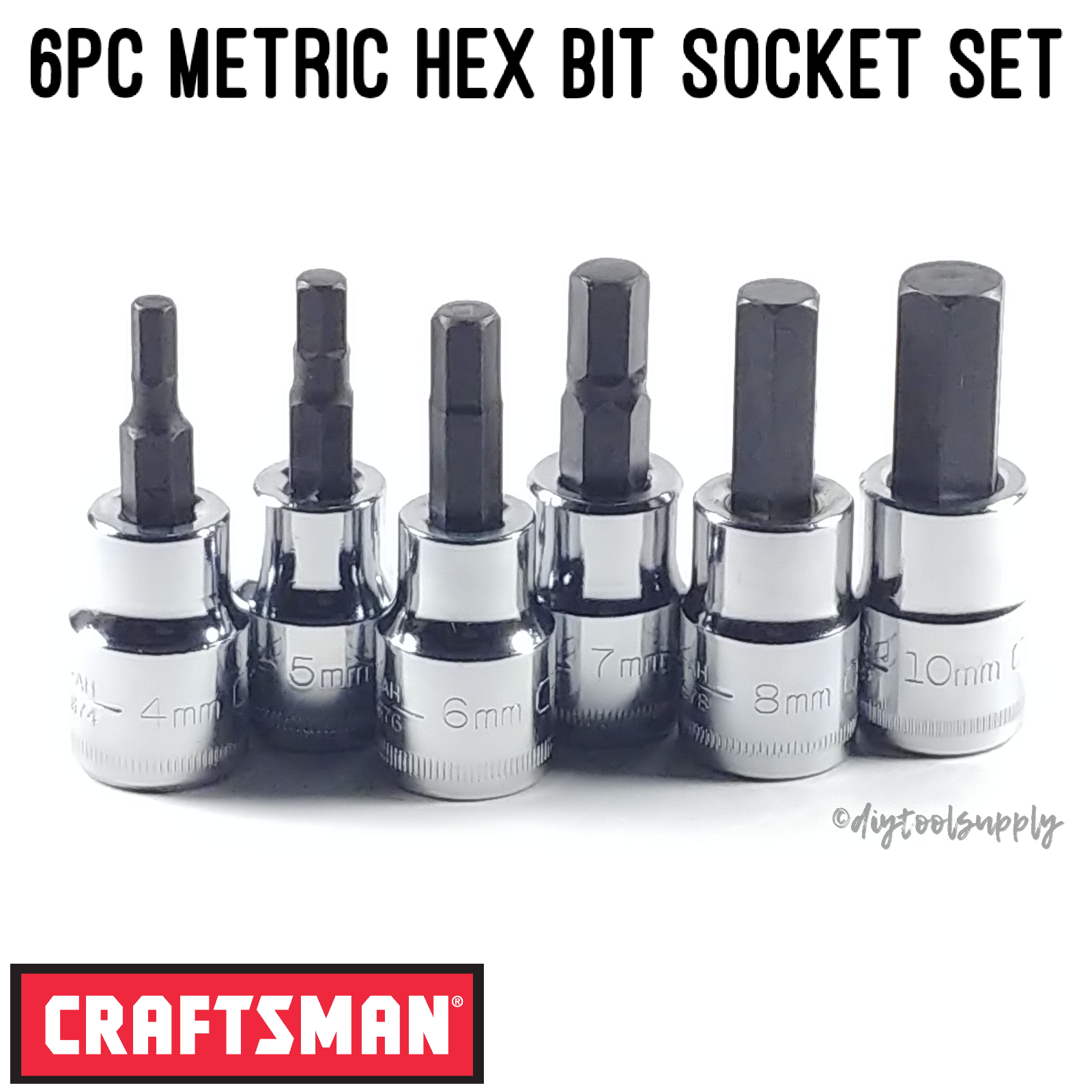 Craftsman Metric MM Hex Bit Allen Key Socket Set for 3/8" Drive Ratchet 6pc Craftsman